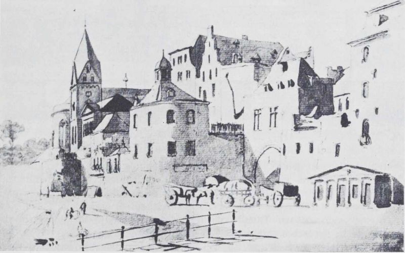 Datei:RheinmauerMariaLyskirchenUndFilzengrabentor-Springer-1840.jpg