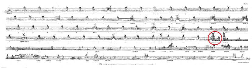 Bachtor, Position des Bayenturms innerhalb der mittelalterlichen Stadtmauer, H.J. Wiethase 1882