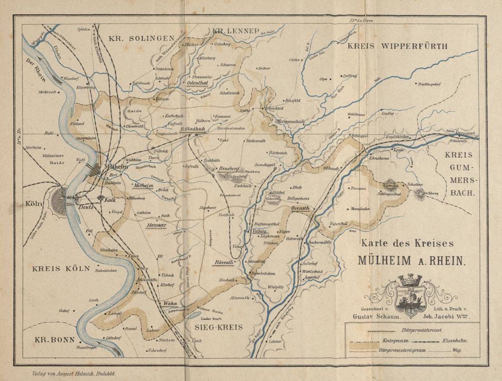 Mülheim-Karte des Kreises-1888 – Altes Köln