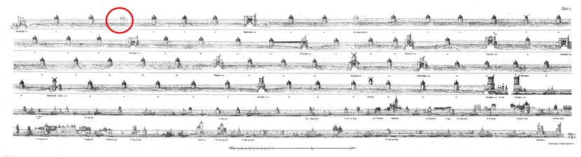 Position der Kahlenhausener Pforte innerhalb der mittelalterlichen Stadtmauer, H.J. Wiethase 1882