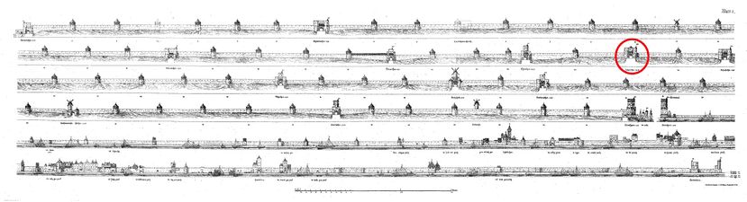 Hahnentor, Position des Hahnentors innerhalb der mittelalterlichen Stadtmauer, H.J. Wiethase 1882