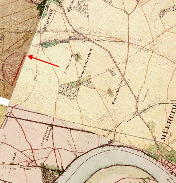 Datei:Uraufnahme 1844 rund um Schoenrath TIM-online gedreht mit Pfeil.jpg